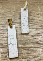 White Marble Drop Earrings-Cali Moon Boutique, Plainville Connecticut