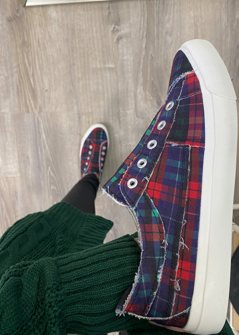 'Prep School' Tartan Plaid Laceless Sneaker-Cali Moon Boutique, Plainville Connecticut