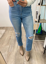 'Laguna' High Waist Slim Straight Jeans-Cali Moon Boutique, Plainville Connecticut