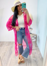 'Athena' Hot Pink Embroidered Lace Kimono-Cali Moon Boutique, Plainville Connecticut