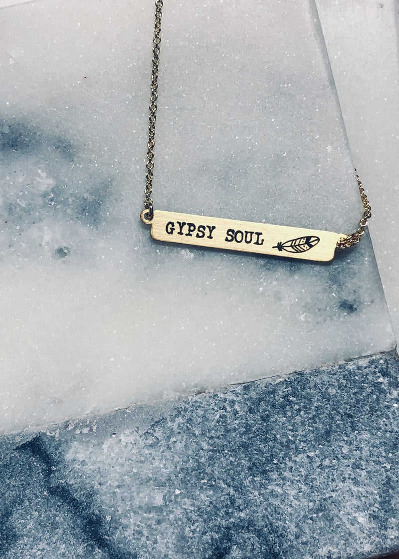 Gypsy Soul Gold Bar Necklace-necklace layering, bar necklace, bar necklace gold, gold bar necklace, necklace to layer, gold necklace to layer, gold bar layer necklace, layering necklaces, motivational necklaces, motivational, gypsy soul, gypsy soul necklace-Cali Moon Boutique, Plainville Connecticut