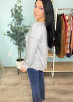 Heather Gray Thermal Mixed Media Top-Cali Moon Boutique, Plainville Connecticut
