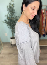 Heather Gray Thermal Mixed Media Top-Cali Moon Boutique, Plainville Connecticut