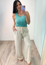 'Breezy' Oatmeal Linen Wide Leg Pants-Cali Moon Boutique, Plainville Connecticut