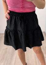 'Sawyer' Black Linen Ruffle Skirt-Cali Moon Boutique, Plainville Connecticut