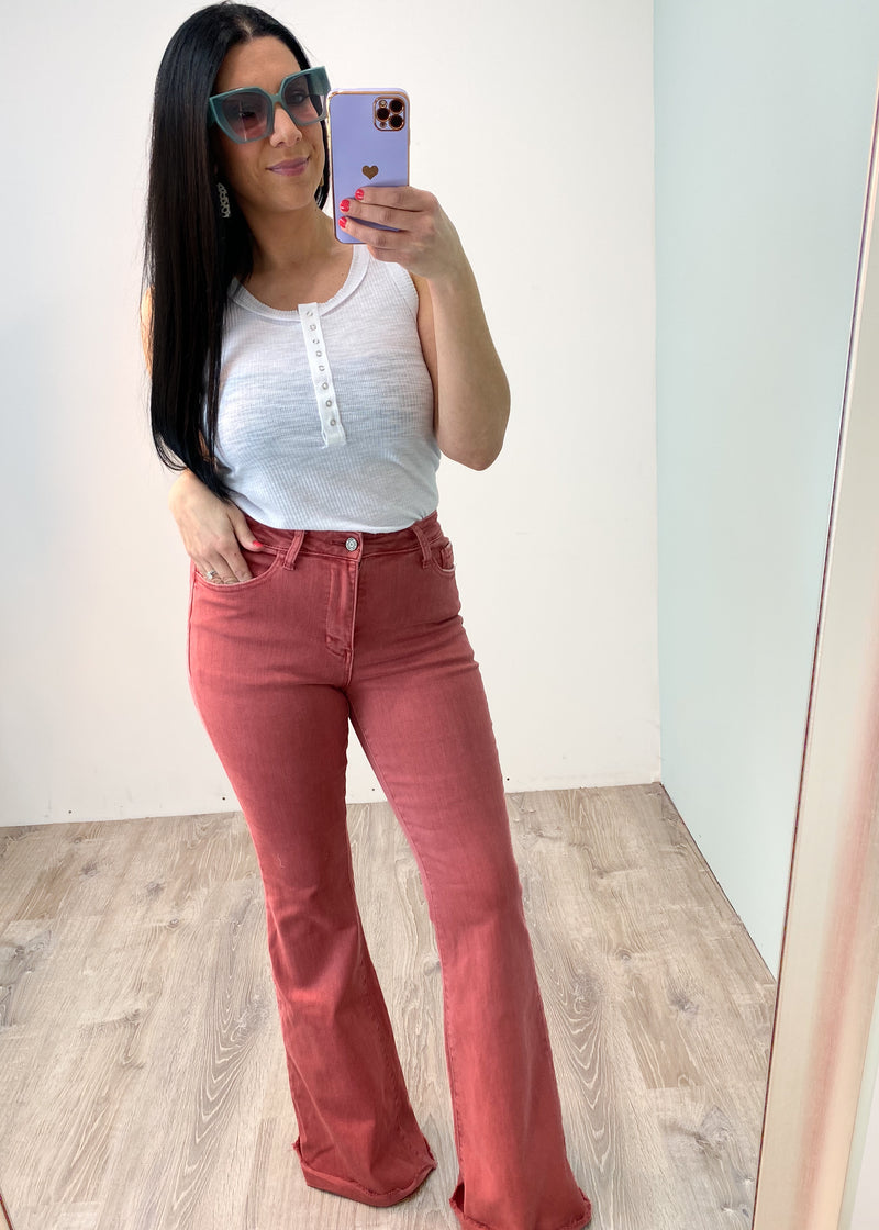 'Mindy' White Melange Button Front Tank-Cali Moon Boutique, Plainville Connecticut