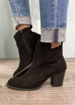 'Abby' Black Faux Suede Bootie-Cali Moon Boutique, Plainville Connecticut