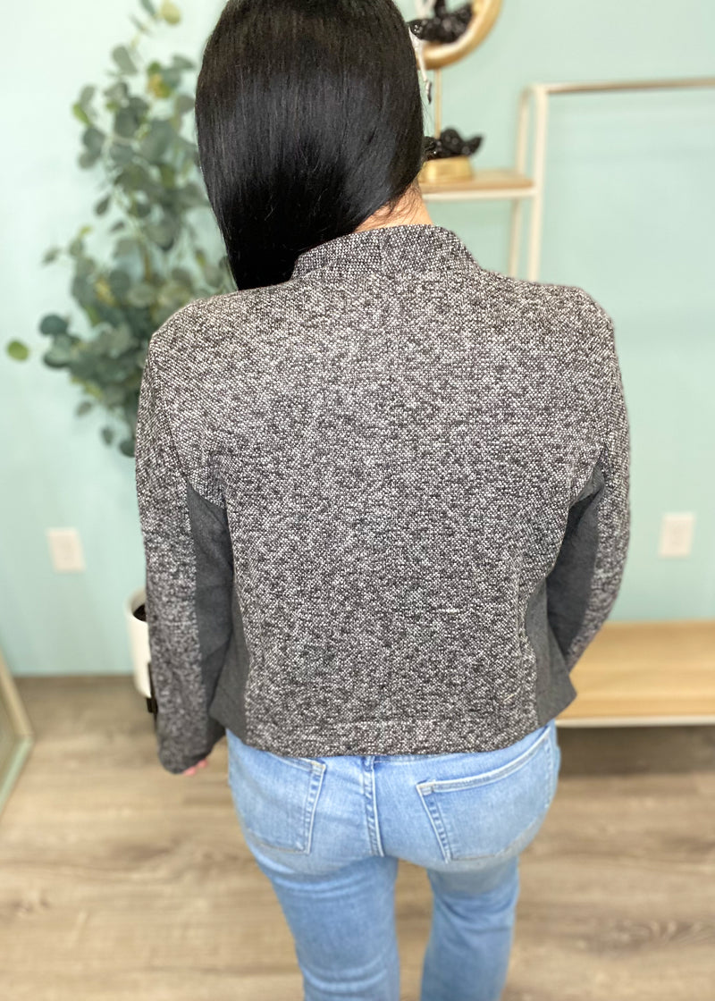 Textured Two Tone Marled Moto Knit Jacket-Cali Moon Boutique, Plainville Connecticut
