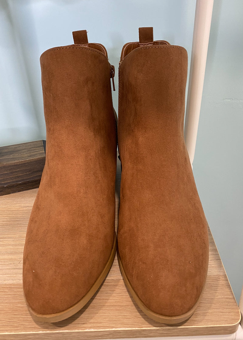 Camel Faux Suede Bootie-Cali Moon Boutique, Plainville Connecticut