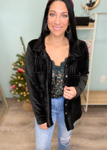 Black Velvet Button Front Top-Cali Moon Boutique, Plainville Connecticut