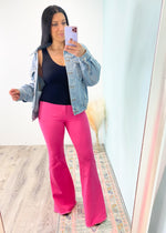 'Pink Lightening' High Waist Hot Pink Stretchy Bell Bottoms-Slay the day in these hot pink bell bottoms! A statement piece that can be worn with slouchy sweaters, tanks, tees, denim and leather jackets! Have fun and wear with other pop colors or layers of neutrals! -Cali Moon Boutique, Plainville Connecticut