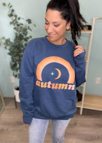 'Autumn' Light Navy Rainbow & Moon Sweatshirt-Cali Moon Boutique, Plainville Connecticut
