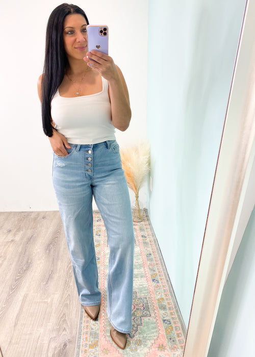 'Square Up' White Ribbed Square Neck Cropped Tank-You will find so many uses for this cropped white tank! Wear it as a layering piece underneath your Summer kimonos, button downs or sheer tops. Wear it on it's own with your favorite high waist jeans or shorts! -Cali Moon Boutique, Plainville Connecticut
