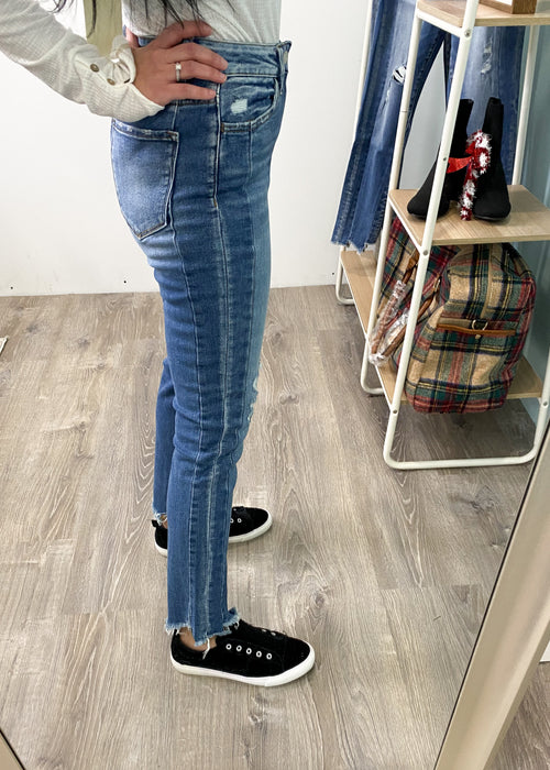 'Paige' High Waist Step Hem Ankle Skinny Jeans-Cali Moon Boutique, Plainville Connecticut