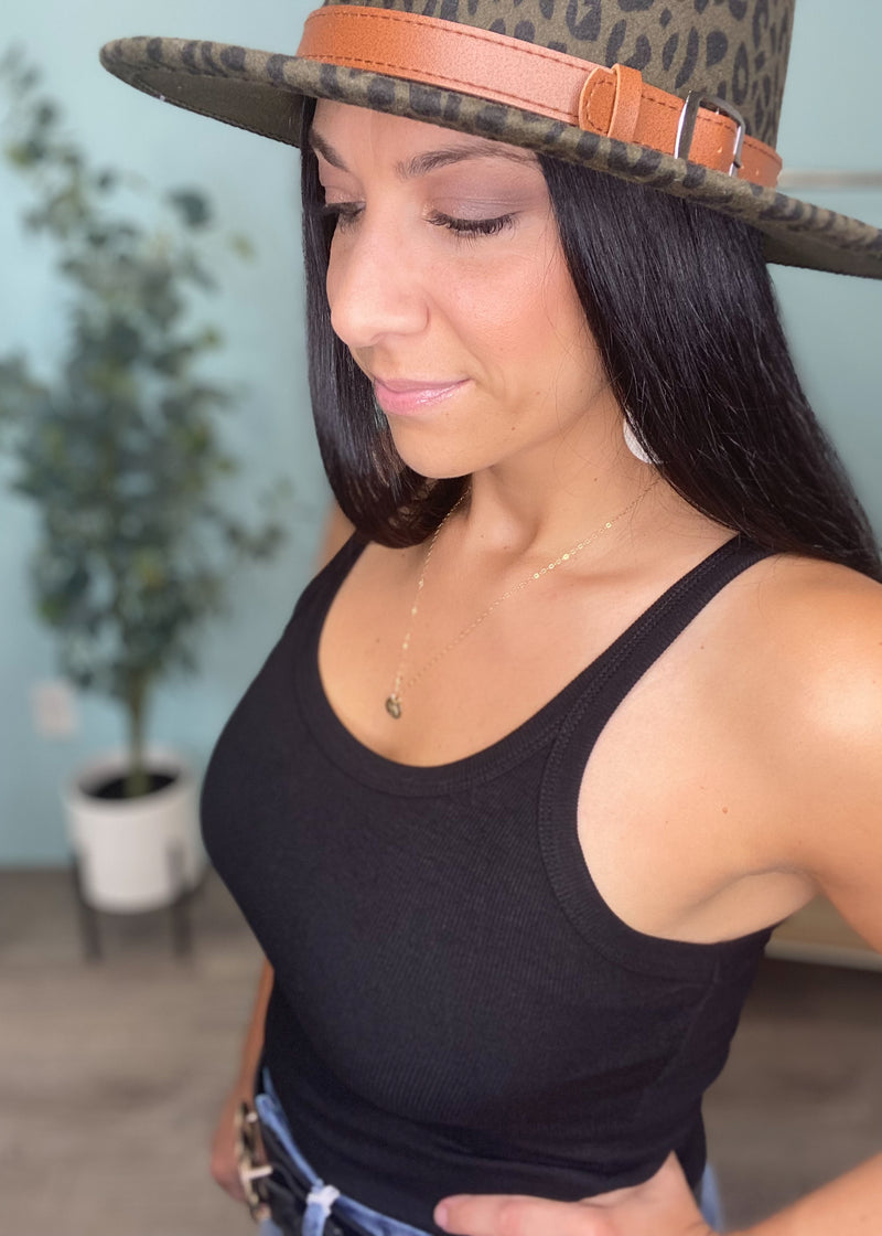 'Underneath it All' Black Ribbed Fitted Tank-Cali Moon Boutique, Plainville Connecticut