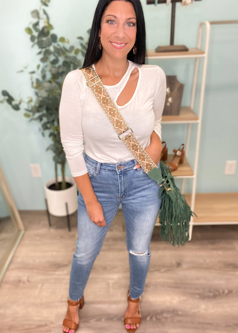 'Key to Life' Ivory Open One Shoulder Top-Cali Moon Boutique, Plainville Connecticut
