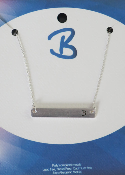 Silver Monogram Bar Necklace-necklace layering, bar necklace, initial necklace, letter necklace, initial necklace to layer, initial necklace to layer, monogram necklace, monogram jewelry, initial necklace silver, bar necklace silver, silver bar necklace, silver initial necklace-Cali Moon Boutique, Plainville Connecticut