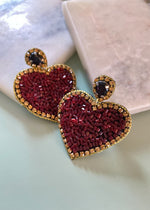 Beaded Heart Earrings-Cali Moon Boutique, Plainville Connecticut