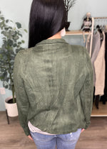 'Niagara' Olive Faux Suede Open Front Waterfall Jacket-Cali Moon Boutique, Plainville Connecticut