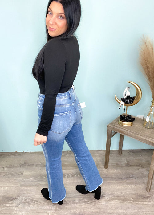 'Lucy' Super High Rise Uneven Hem Ankle Jeans-Cali Moon Boutique, Plainville Connecticut
