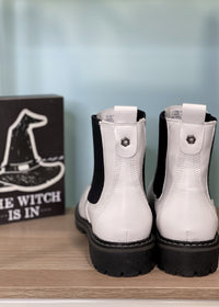 'To Be Honest' White/Black Lug Chelsea Boots-Cali Moon Boutique, Plainville Connecticut