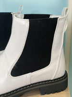 'To Be Honest' White/Black Lug Chelsea Boots-Cali Moon Boutique, Plainville Connecticut