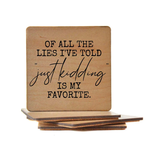 'Of All The Lies I've Told' Wooden Coaster Set of 2-Cali Moon Boutique, Plainville Connecticut