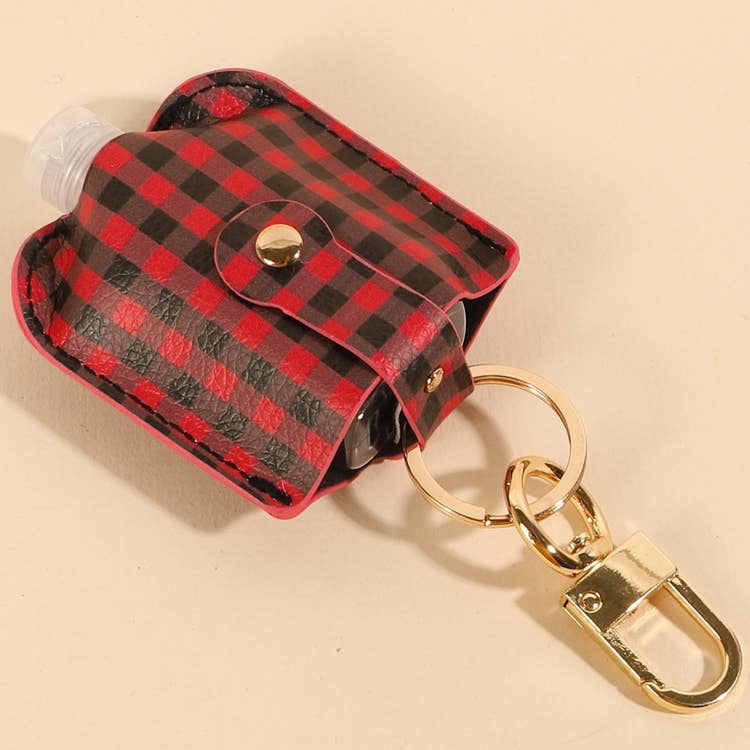 Gingham Hand Sanitizer Holder & Keychain-Cali Moon Boutique, Plainville Connecticut