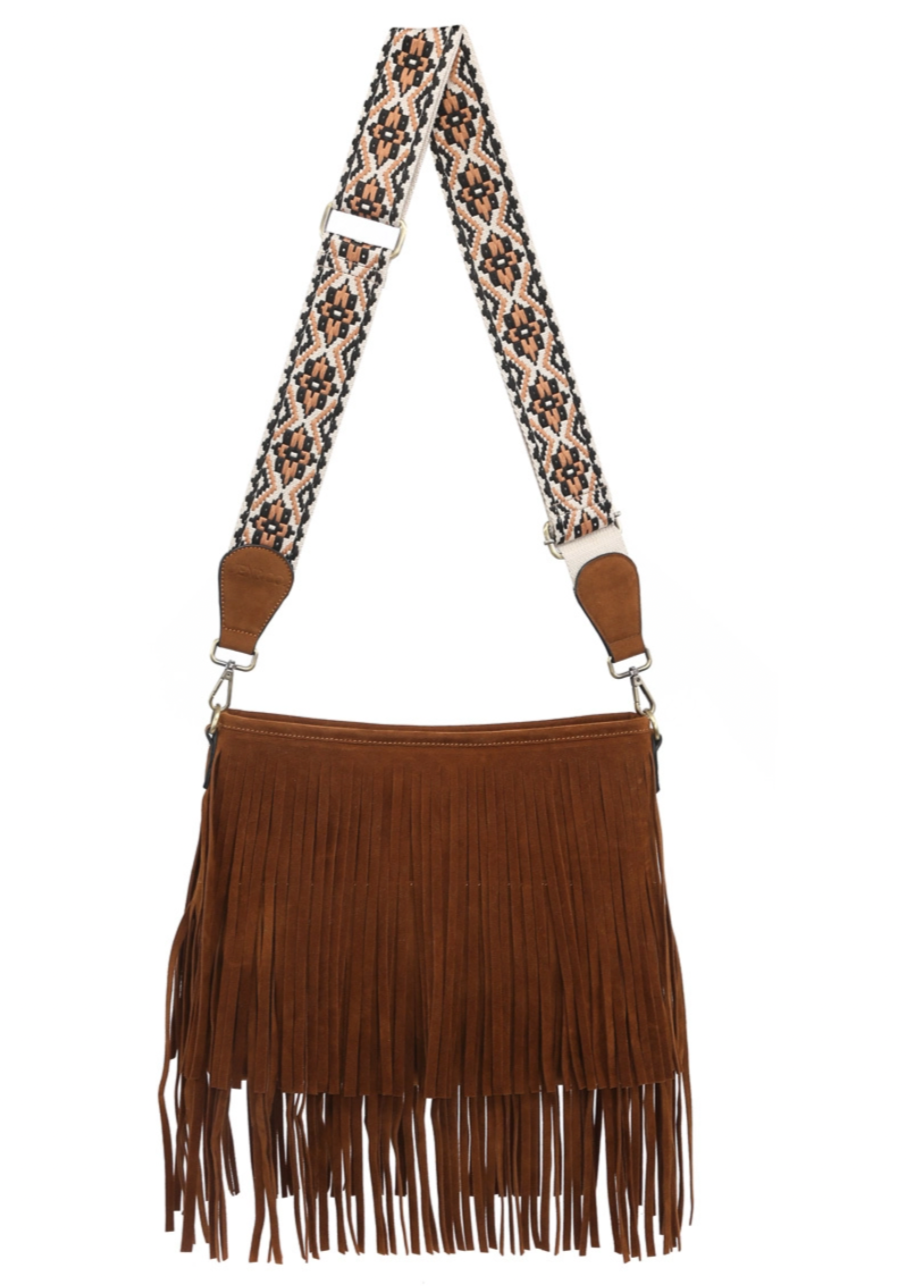 Suede Fringe Purse w/ Removable Strap