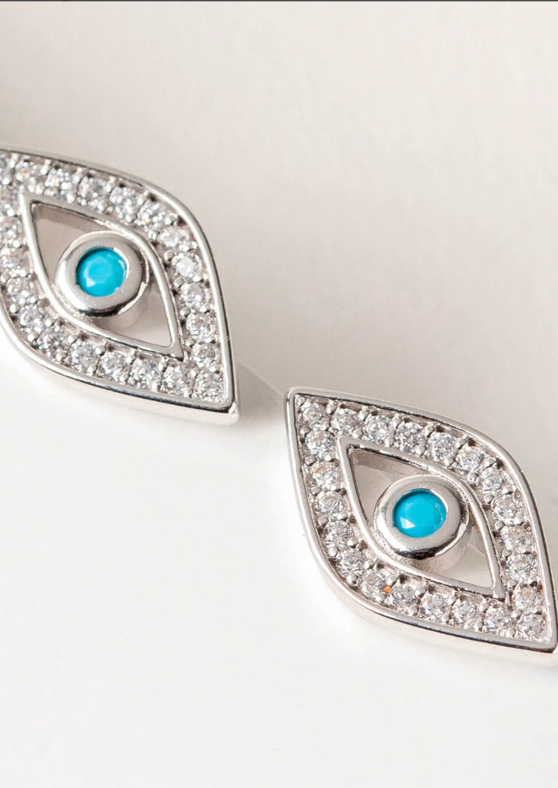 CZ Eye Stud Earrings-Cali Moon Boutique, Plainville Connecticut