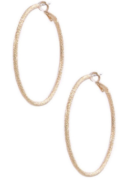 Textured Gold Hoop Earrings-Cali Moon Boutique, Plainville Connecticut