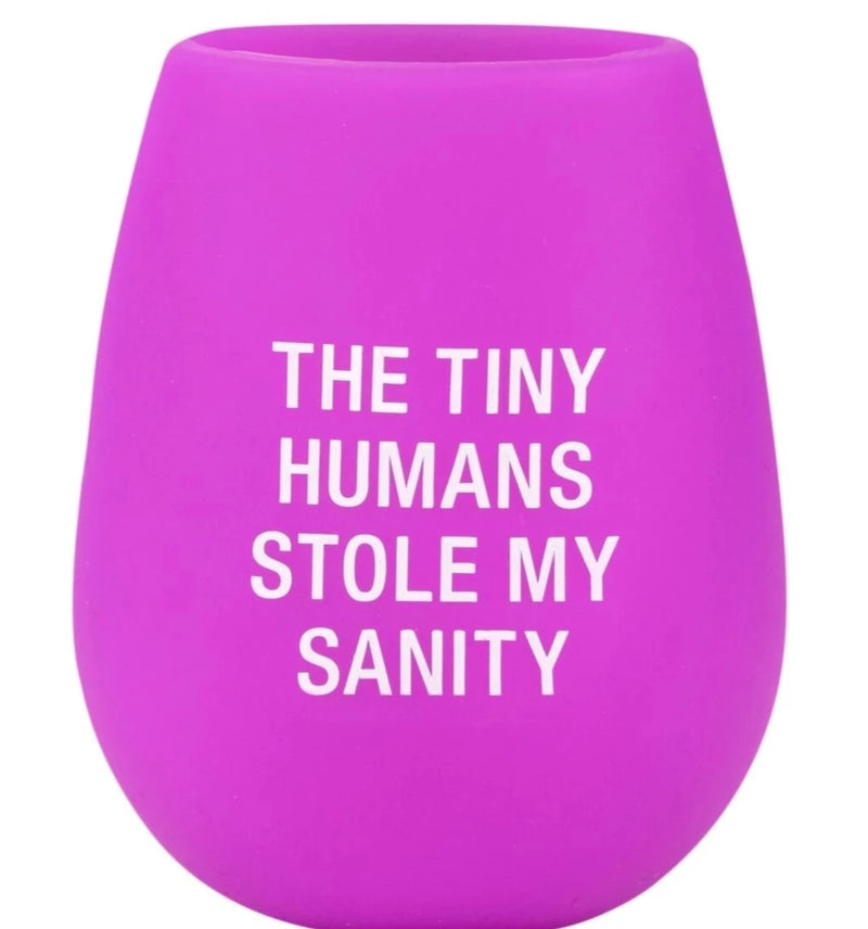 Magenta 'The Tiny Humans Stole My Sanity' Silicone Cup-Cali Moon Boutique, Plainville Connecticut